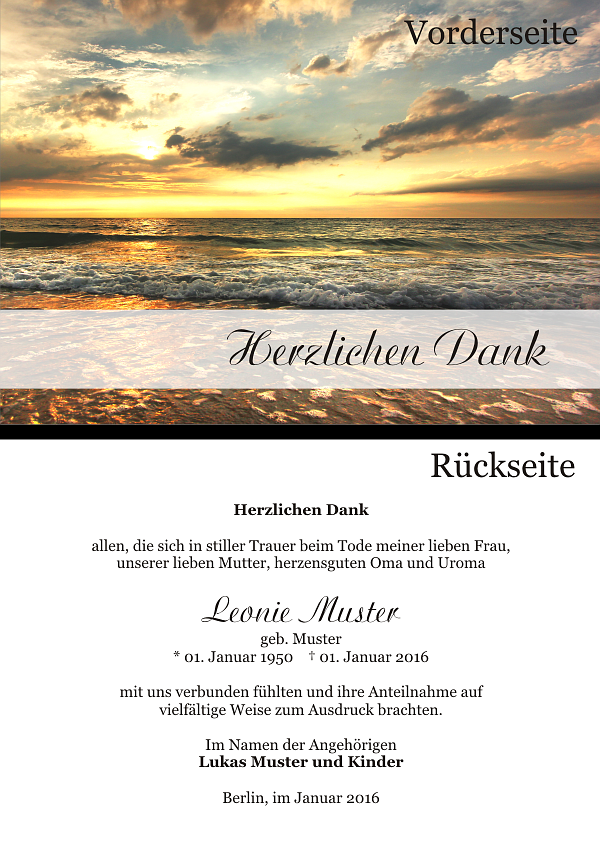 Danksagungen Trauer